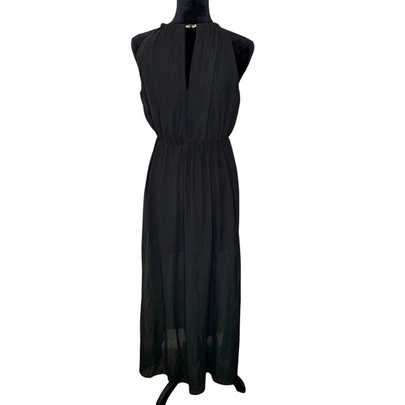 Black Maxi Dress | Halter Neck | Gold Cord | Large - Picture 8 of 8